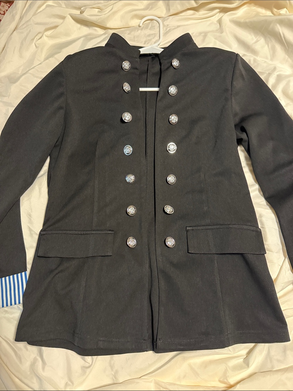 Women's Black Military-Style Double-Breasted Blazer